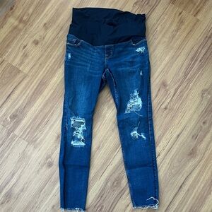 Old Navy Dark Blue Distressed Maternity Jeggings